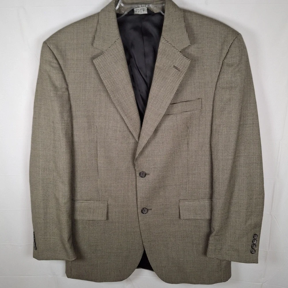 Jos. A. Bank 40 R‎ Brown Houndstood Sport Suit Jacket 100% Wool Two-Button Front